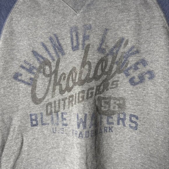 Okoboji- Vintage J. America Crewneck Sweatshirt- SZ Med, Gray & Blue - Picture 3 of 4